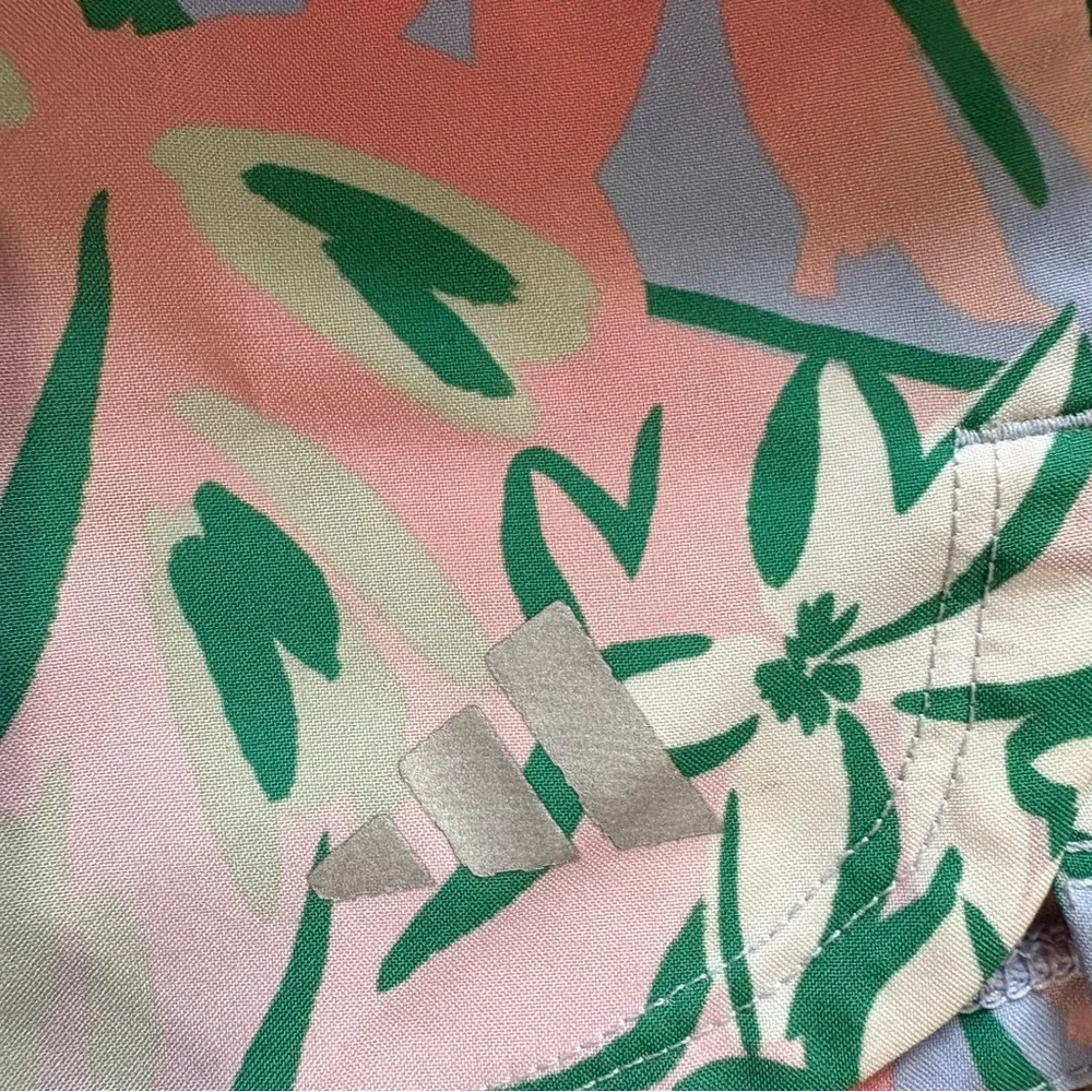 adidas Tropical Floral Athletic Shorts - Mint Green & Pastel Pink - Picture 3 of 5